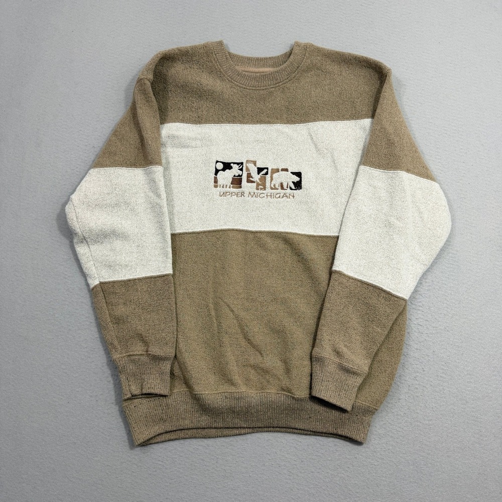 Vintage Renegade Club Sweatshirt XL Brown Upper Michigan Graphic Colorblock Crew